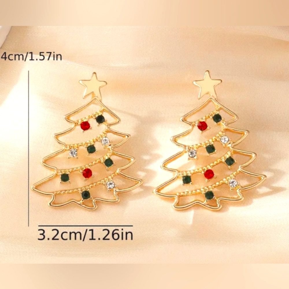 Festive Christmas Tree Earrings - Picture 3 of 3